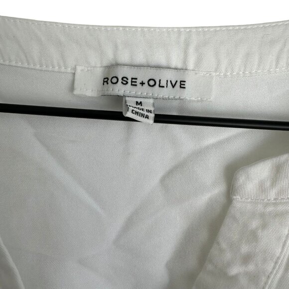 Rose + Olive Cap Sleeve Henley Top White Medium - Picture 3 of 7